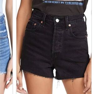 Levi’s Ribcage Black Denim Shorts